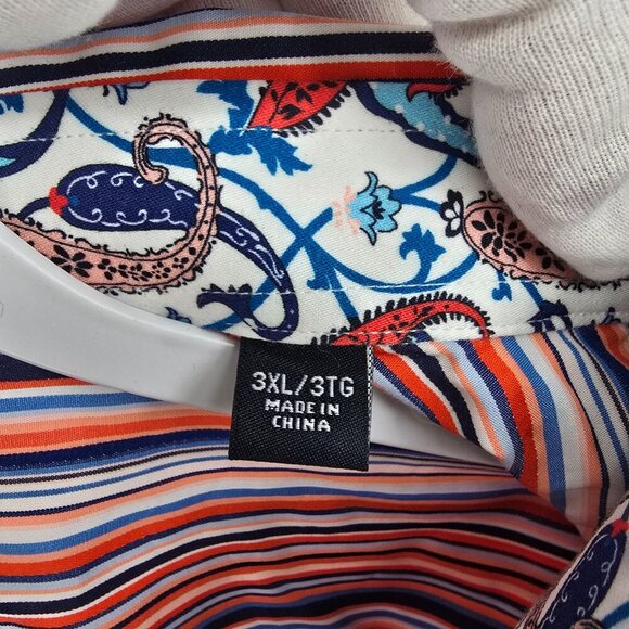 Robert Graham Men's Button-Up Shirt 3XL Multicolor Striped Paisley Flip Cuff - Picture 5 of 12